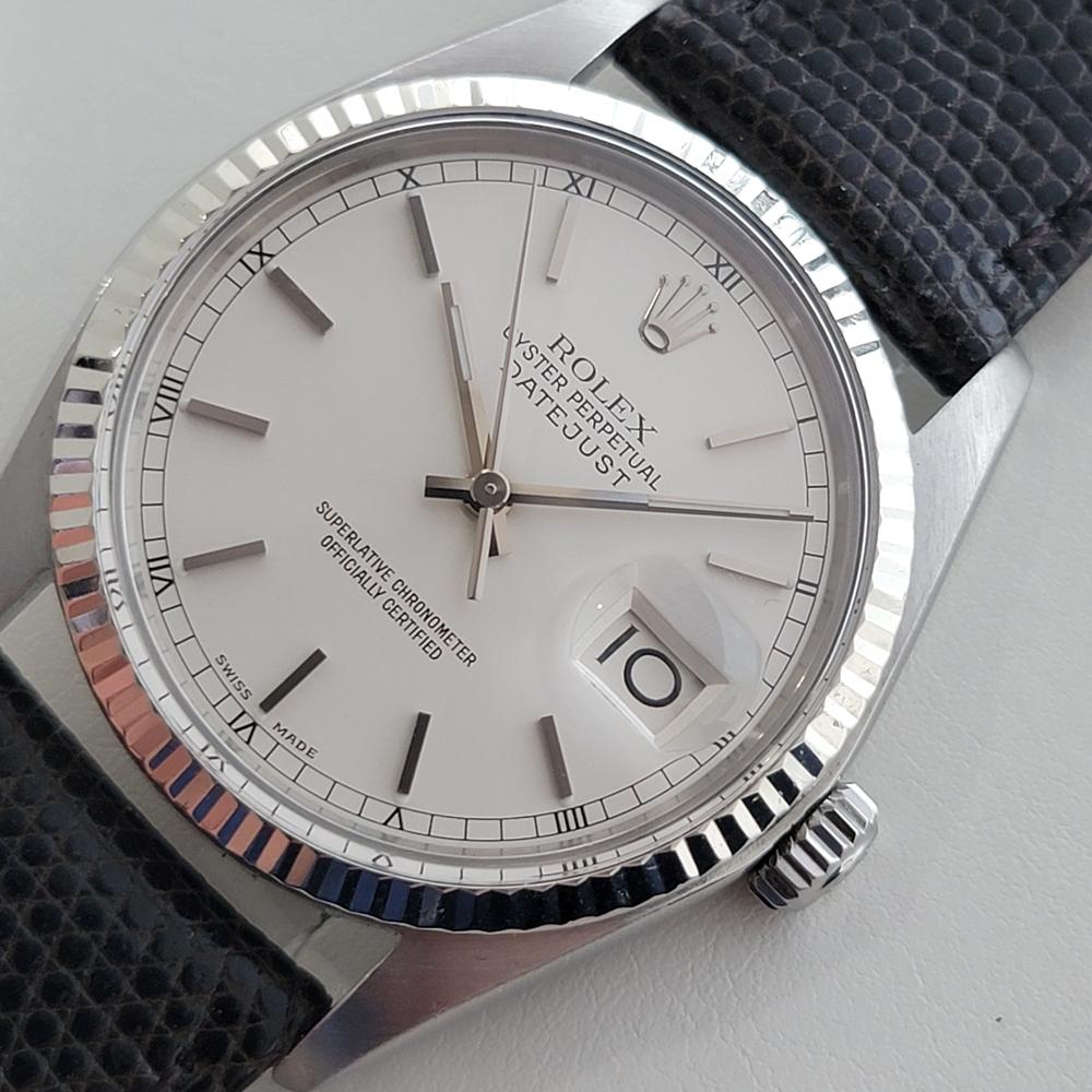 Men's Mens Rolex Oyster Datejust 16014 36mm 18k White Gold SS Automatic 1970s  RA520B For Sale
