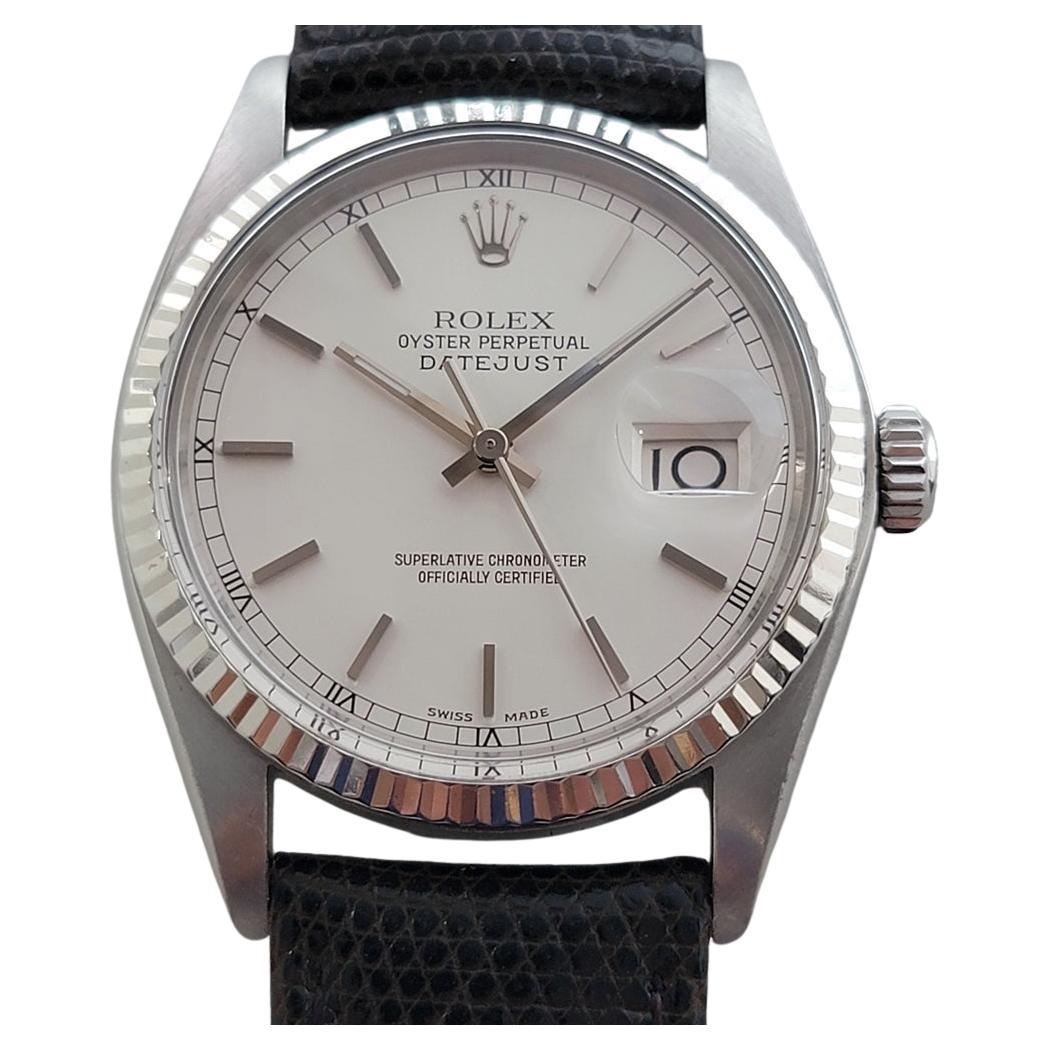 Mens Rolex Oyster Datejust 16014 36mm 18k Oro Blanco SS Automático 1970s  RA520B