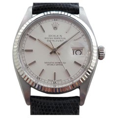 Mens Rolex Oyster Datejust 16014 36mm 18k Oro Blanco SS Automático 1970s  RA520B