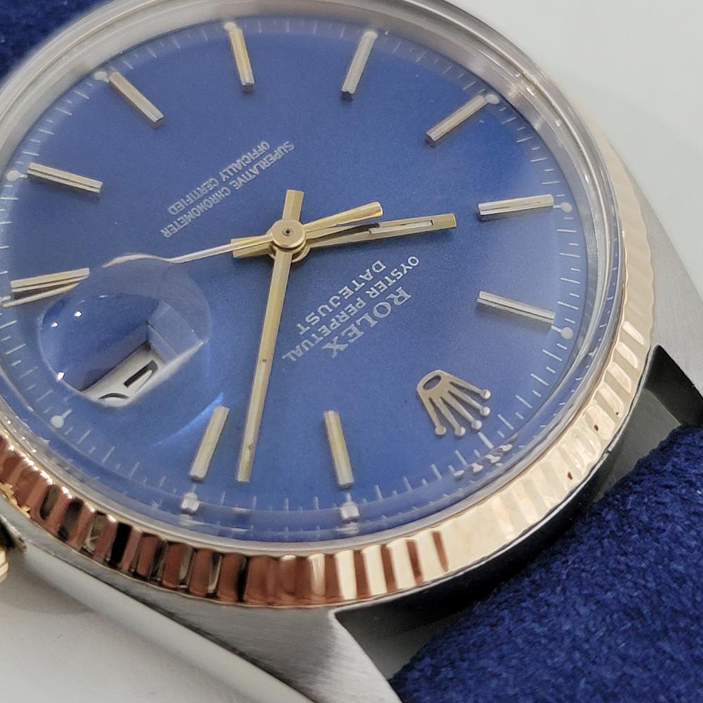 Mens Rolex Oyster Datejust 1603 18k Gold SS Automatic 1970s Vintage Swiss RJC140 In Excellent Condition For Sale In Beverly Hills, CA