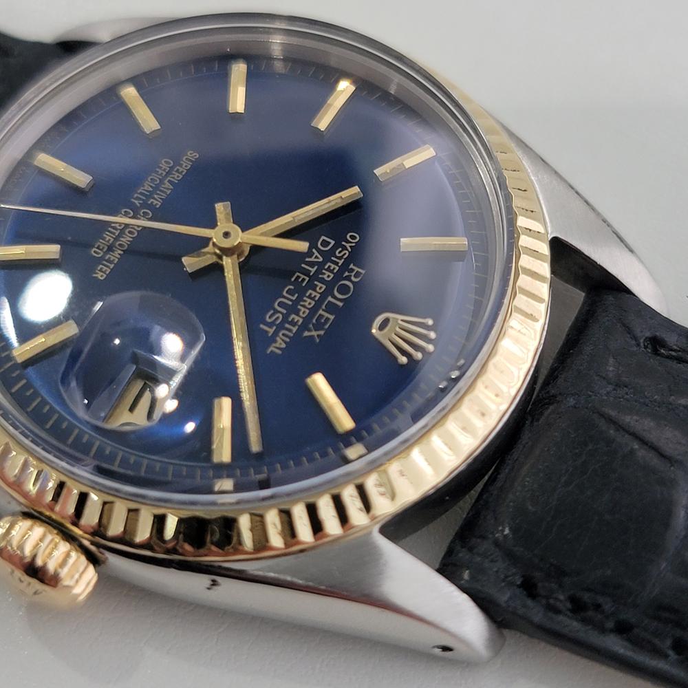 Mens Rolex Oyster Datejust 1603 18k Gold SS Automatic 1960s Vintage RA313 In Excellent Condition For Sale In Beverly Hills, CA