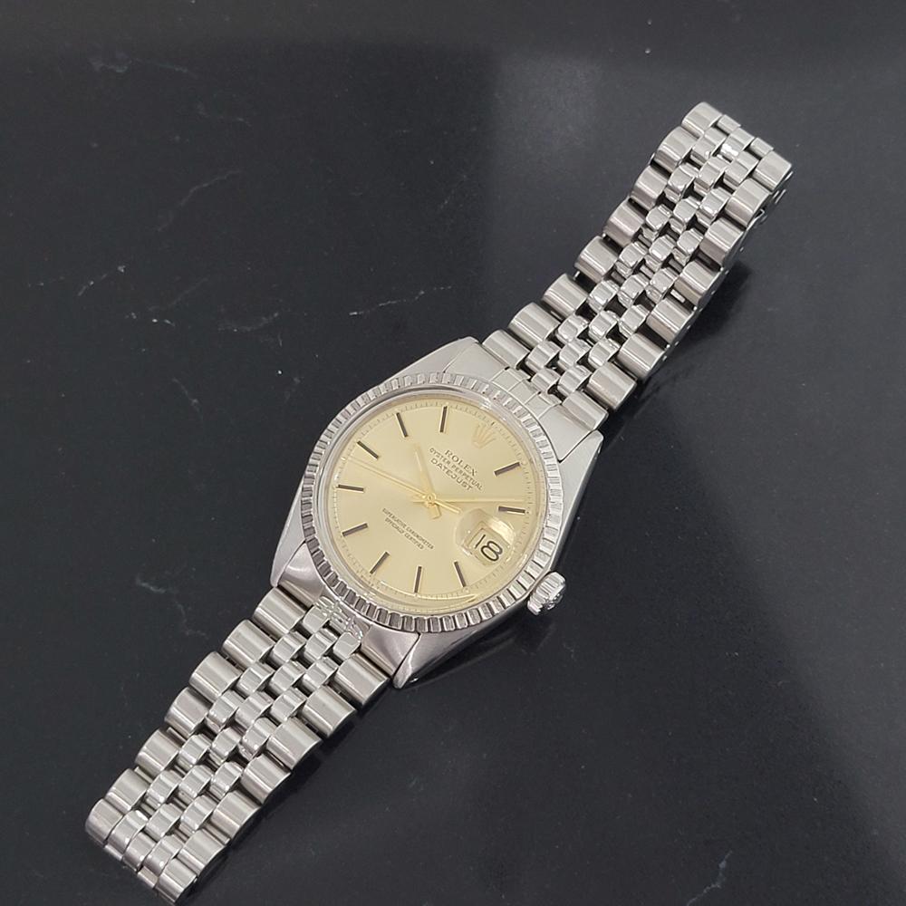 Mens Rolex Oyster Datejust 1603 Automatic 1970s Swiss Vintage RA226 In Excellent Condition In Beverly Hills, CA