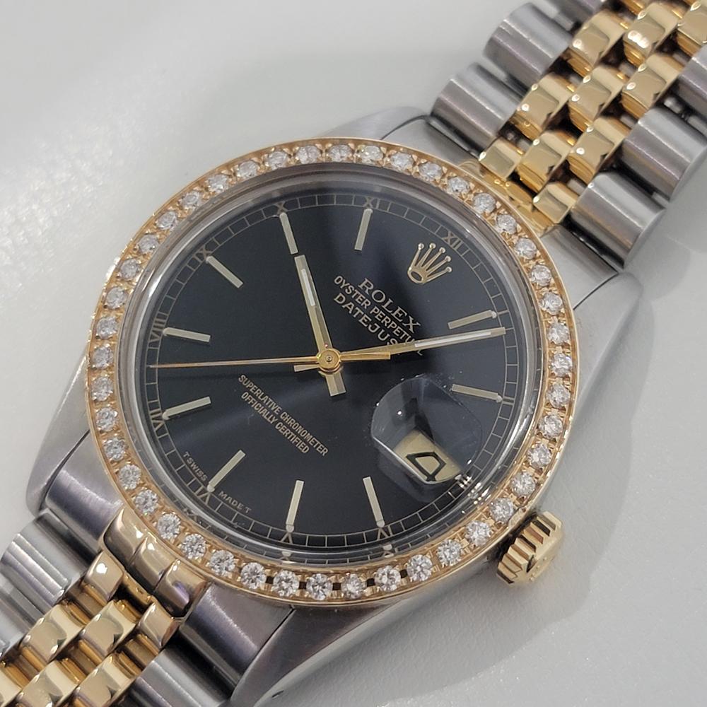 Men's Mens Rolex Oyster Datejust 16030 18k SS Automatic Diamond Bezel 1980s RA328