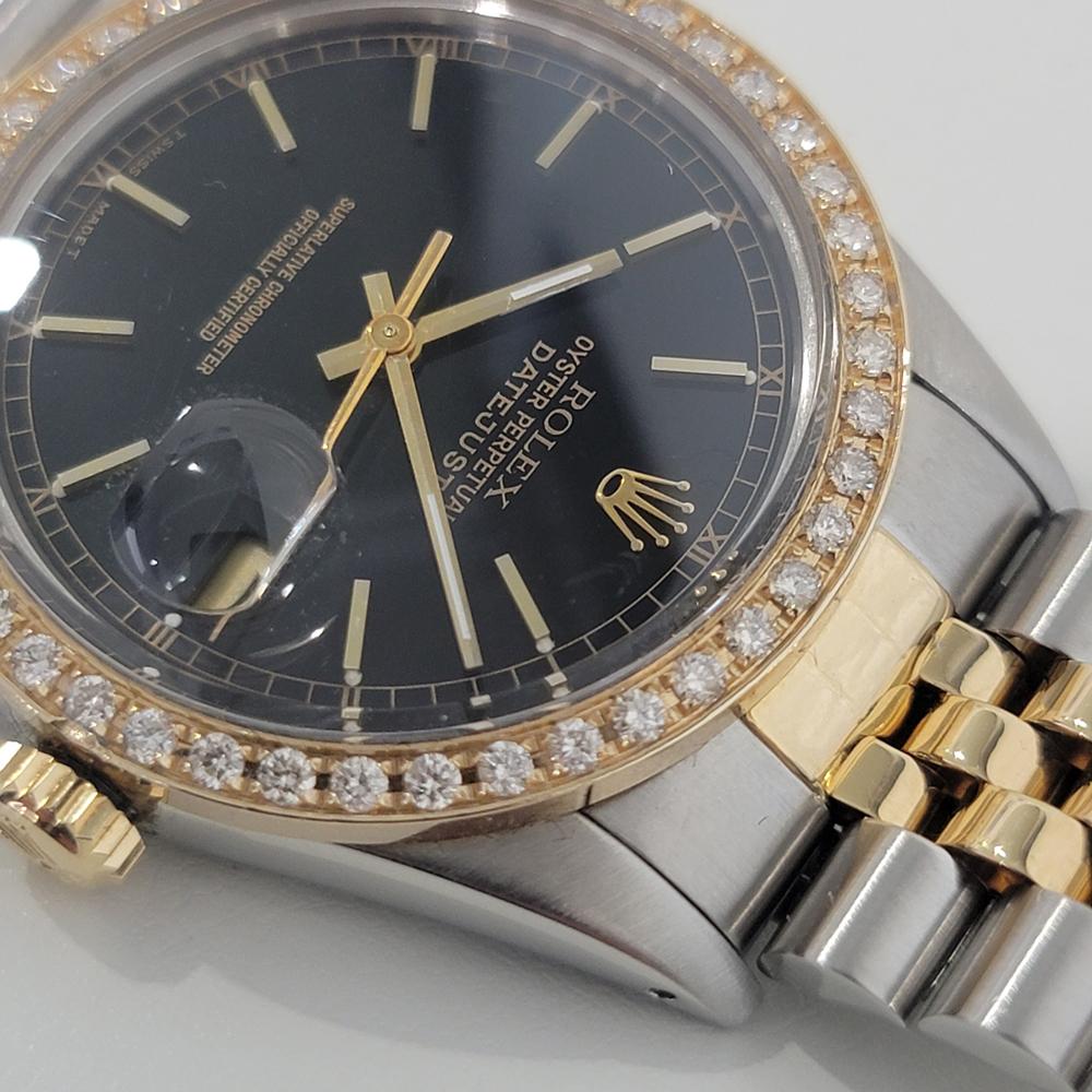 Mens Rolex Oyster Datejust 16030 18k SS Automatic Diamond Bezel 1980s RA328 1