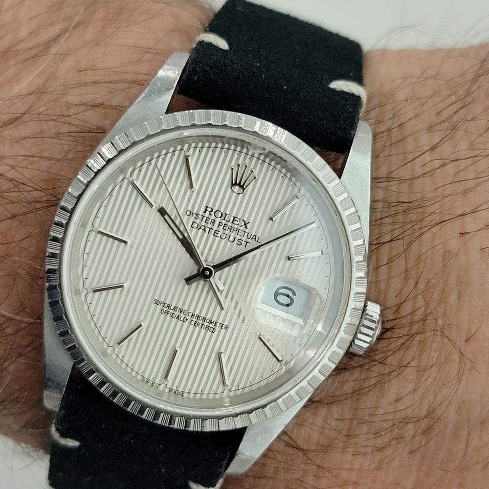 Mens Rolex Oyster Datejust 16220 Rare Tapestry Dial Automatic 1990s RA278B For Sale 6