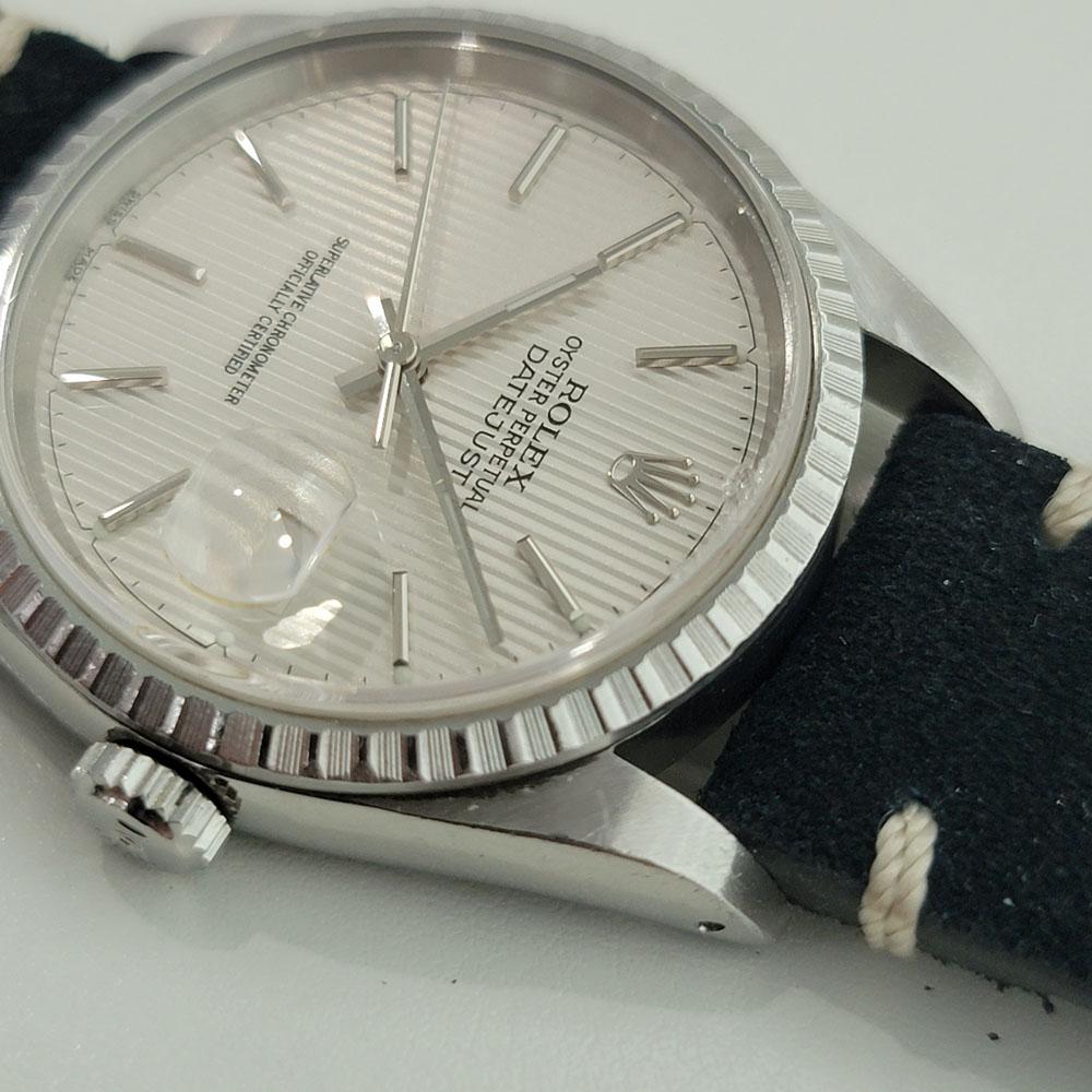 Mens Rolex Oyster Datejust 16220 Rare Tapestry Dial Automatic 1990s RA278B In Excellent Condition For Sale In Beverly Hills, CA