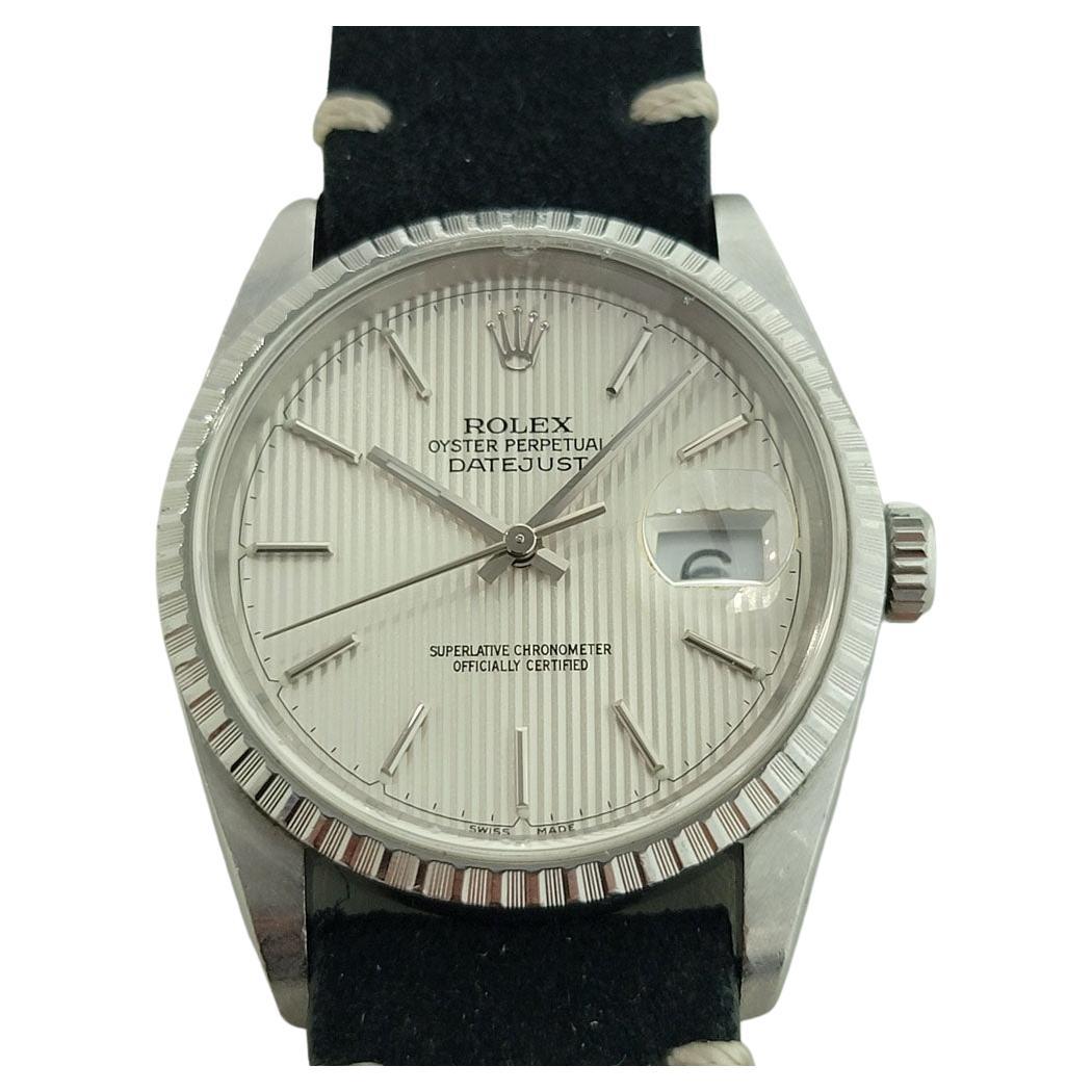 Mens Rolex Oyster Datejust 16220 Rare Tapestry Dial Automatic 1990s RA278B For Sale