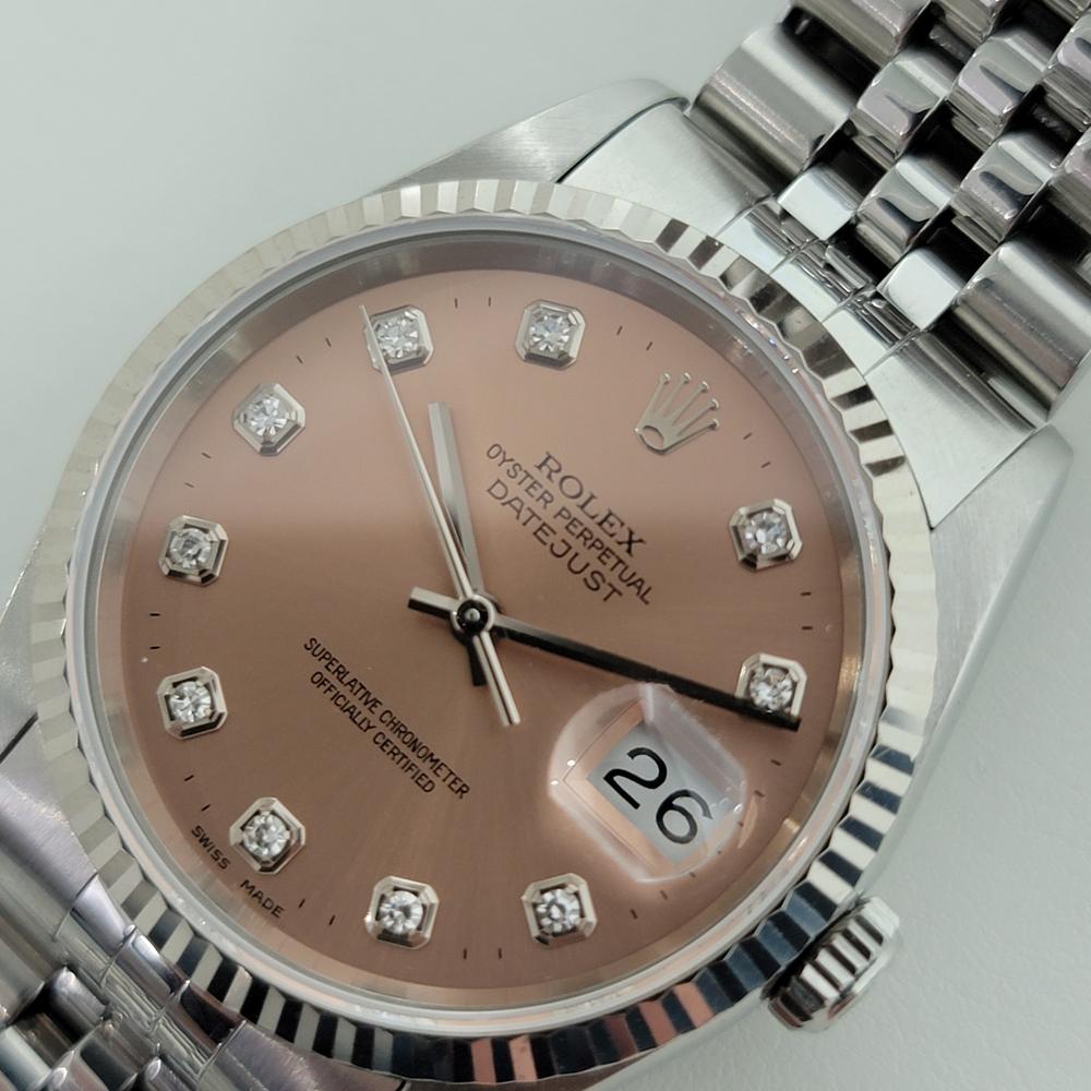 Herren Rolex Oyster Datejust 16234 18k SS Automatik-Diamant-Zifferblatt 1990er Jahre RJC147 im Zustand „Hervorragend“ in Beverly Hills, CA