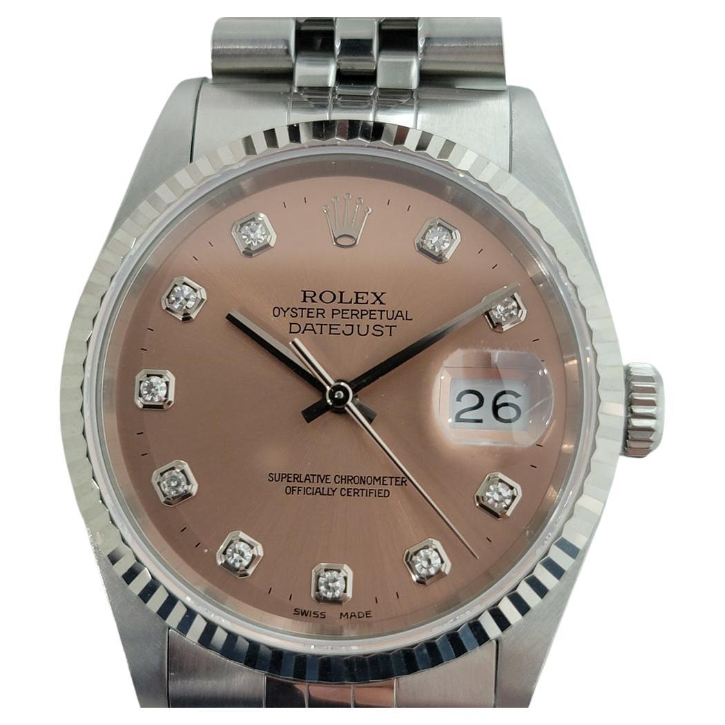 Mens Rolex Oyster Datejust 16234 18k SS Automatic Diamond Dial 1990s RJC147
