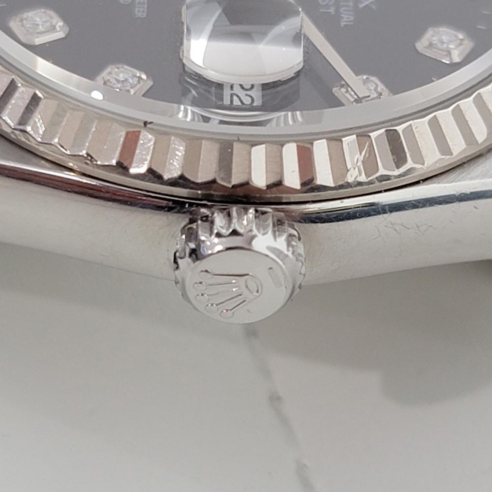 Mens Rolex Oyster Datejust 16234 18k SS Automatic Diamond Dial 2000s RJC111 In Excellent Condition In Beverly Hills, CA