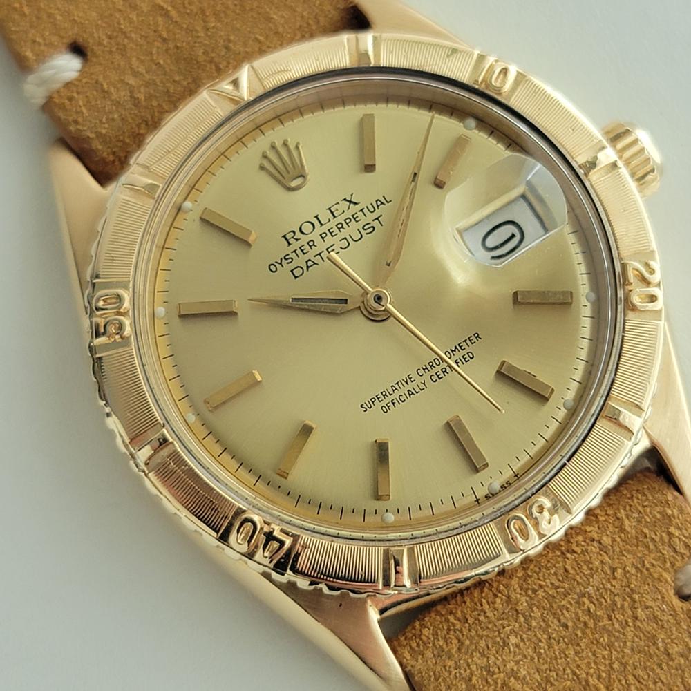 Retro Mens Rolex Oyster Datejust 1625 Thunderbird 18k Gold 36mm Automatic 1960s RA432