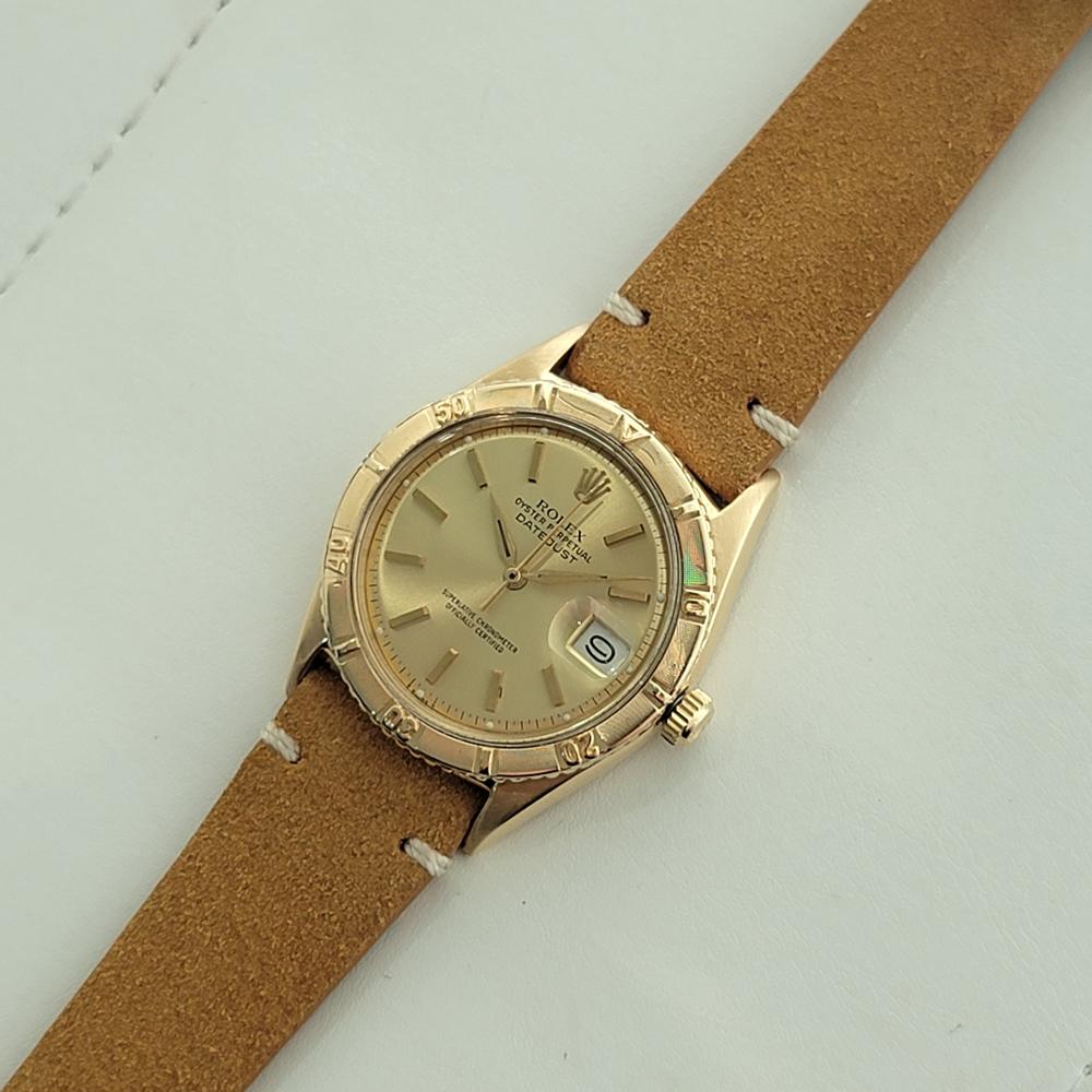 Mens Rolex Oyster Datejust 1625 Thunderbird 18k Gold 36mm Automatic 1960s RA432 2
