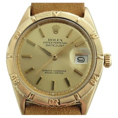 Vintage Mens Rolex Oyster Datejust 1625 Thunderbird 18k Gold 36mm Automatic 1960s RA432
