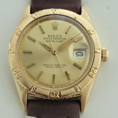 Mens Rolex Oyster Datejust 1625 Thunderbird 18k Gold 36mm Automatic 1960s RA432B