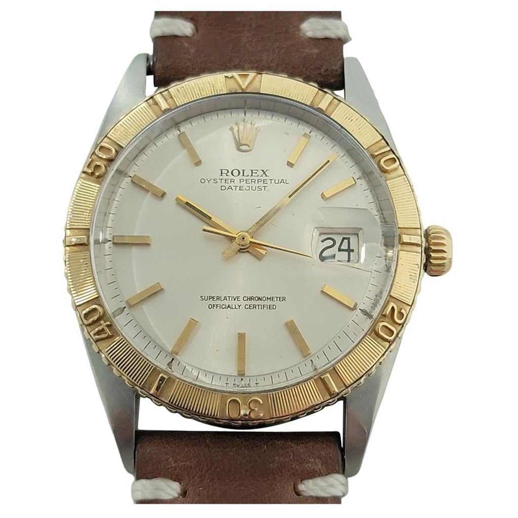 Mens Rolex Oyster Datejust 1625 Thunderbird 18k SS 36mm 1960s Automatic RA421