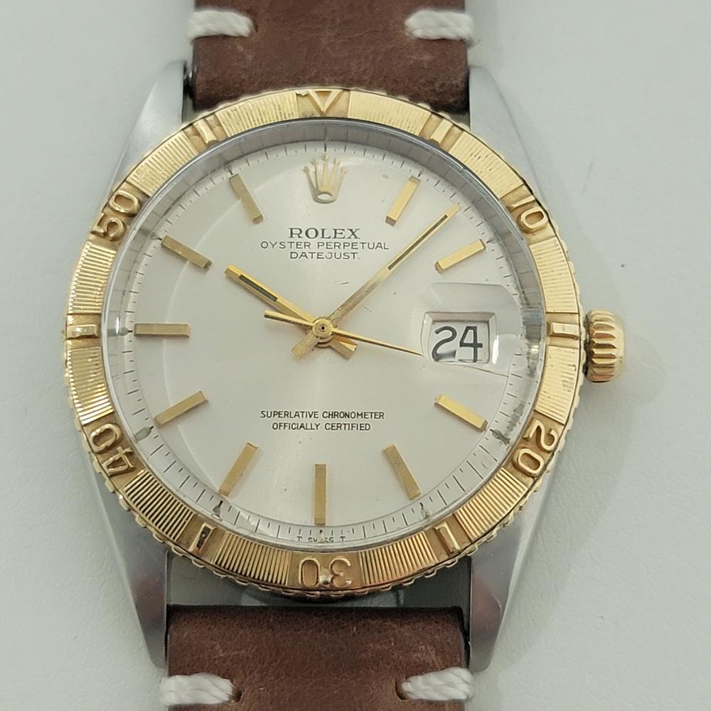 Timeless classic, Men's 18K gold and stainless steel Rolex Oyster Perpetual Datejust 1625 automatic, c.1968, the Thunderbird, in excellent working condition. Verified authentic by a master watchmaker. Gorgeous Rolex signed dial, applied baton index