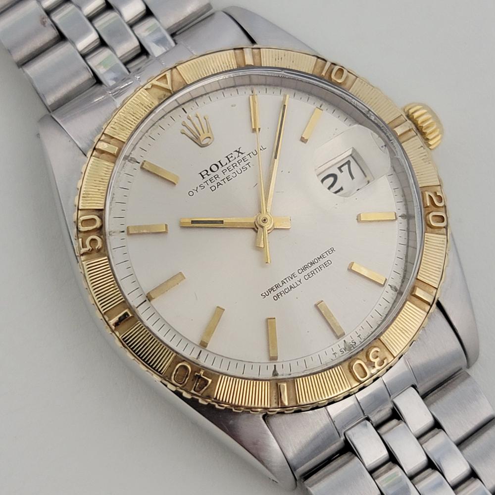 Retro Mens Rolex Oyster Datejust 1625 Thunderbird 18k SS 36mm Automatic 1960s RA421