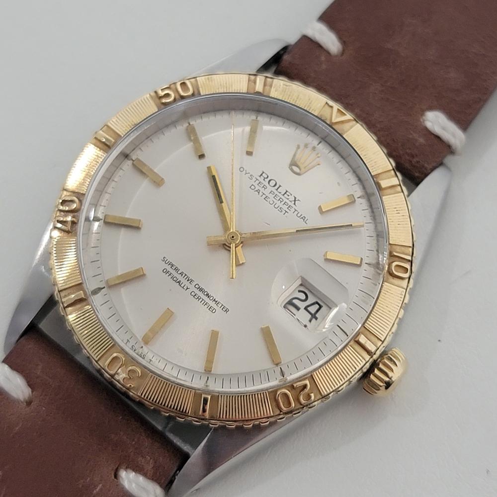 Mens Rolex Oyster Datejust 1625 Thunderbird 18k SS 36mm Automatic 1960s RA421 In Excellent Condition In Beverly Hills, CA