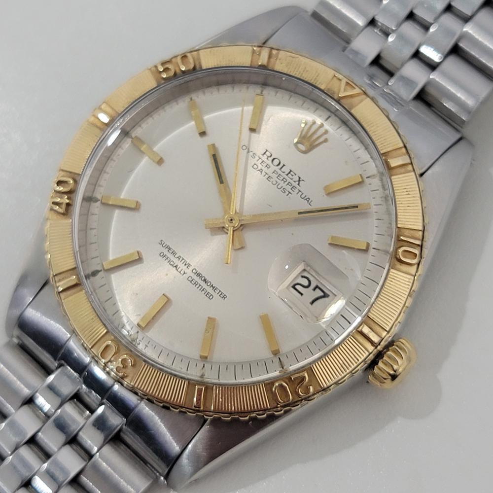 Mens Rolex Oyster Datejust 1625 Thunderbird 18k SS 36mm Automatic 1960s RA421 In Excellent Condition In Beverly Hills, CA