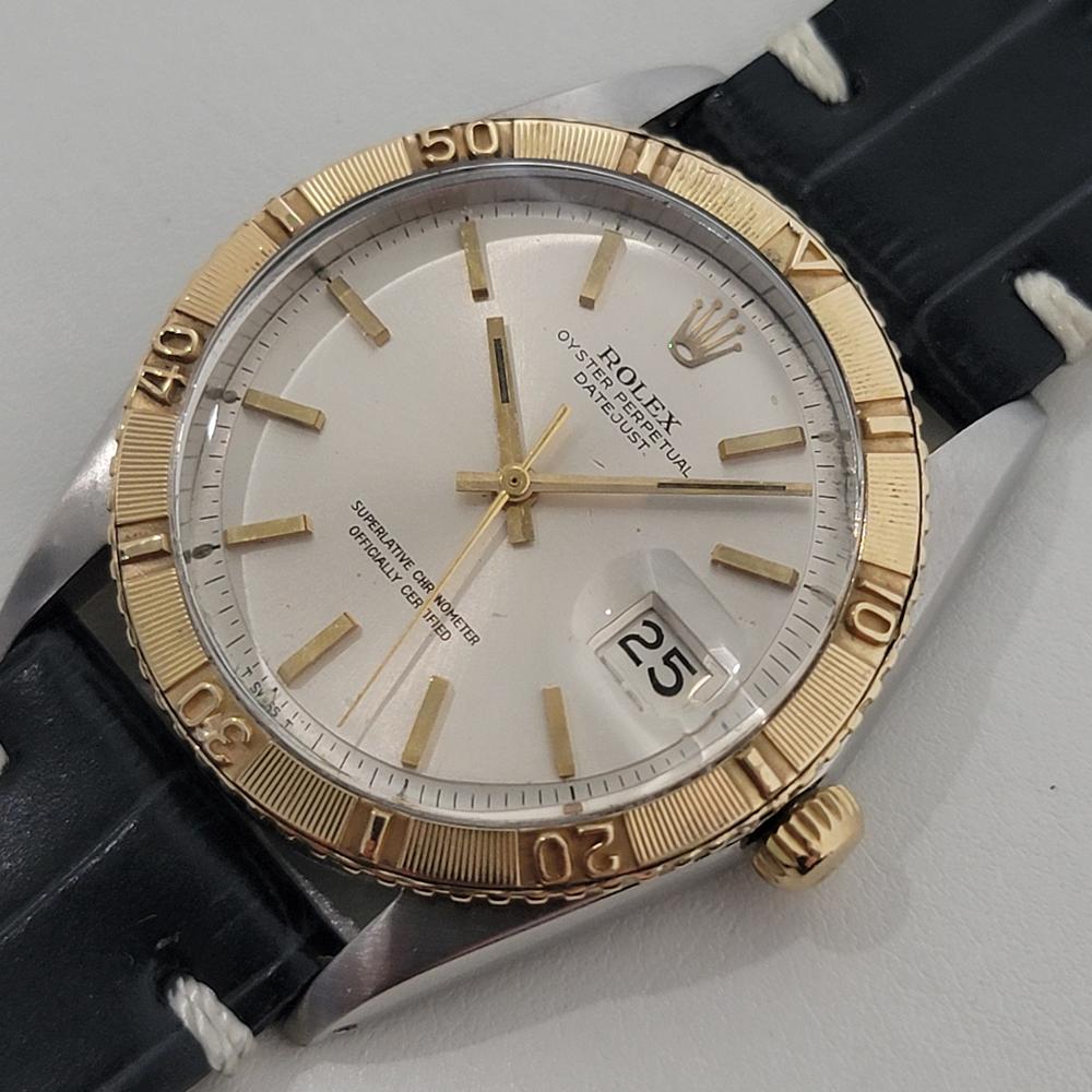 Mens Rolex Oyster Datejust 1625 Thunderbird 18k SS 36mm Automatic 1960s RA421B In Excellent Condition In Beverly Hills, CA