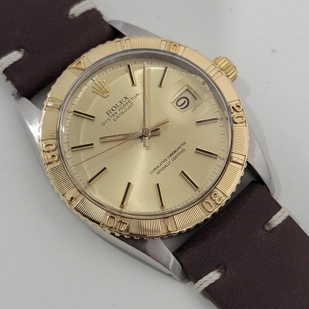 Retro Mens Rolex Oyster Datejust 1625 Thunderbird 18k SS 36mm Automatic 1960s RA458 For Sale