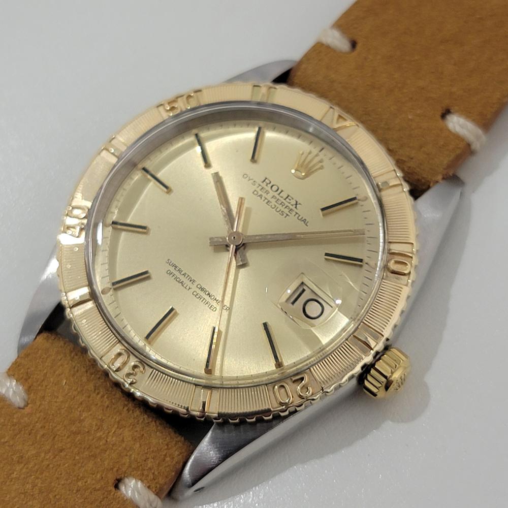Mens Rolex Oyster Datejust 1625 Thunderbird 18k SS 36mm Automatic 1960s RA458 In Excellent Condition For Sale In Beverly Hills, CA