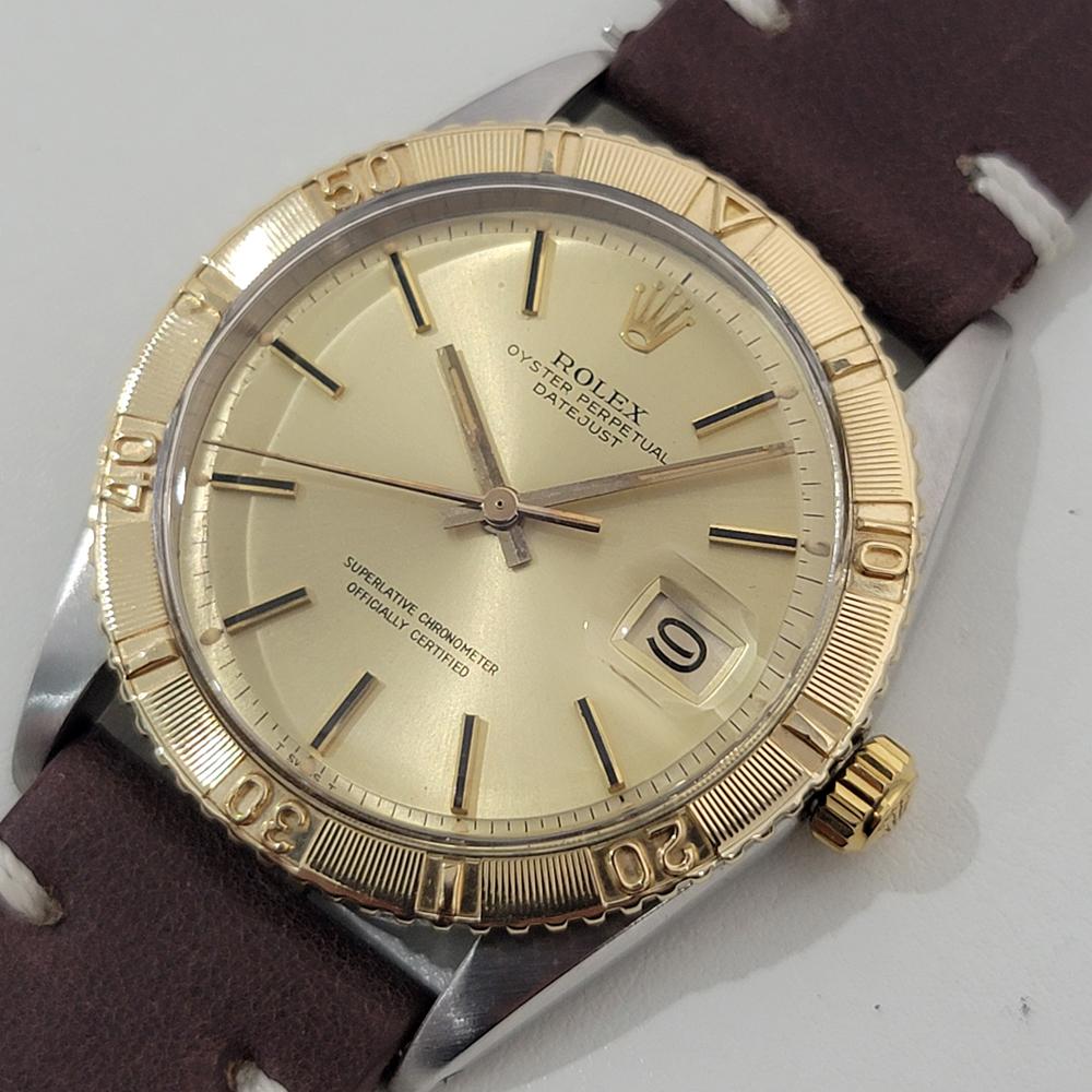 Mens Rolex Oyster Datejust 1625 Thunderbird 18k SS 36mm Automatic 1960s RA458 In Excellent Condition For Sale In Beverly Hills, CA