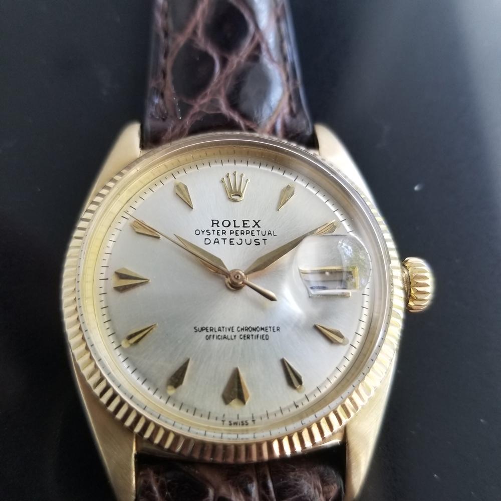 Men's Rolex Oyster Datejust 6605 14k Gold Automatic, circa 1950s Vintage LV694 In Excellent Condition In Beverly Hills, CA
