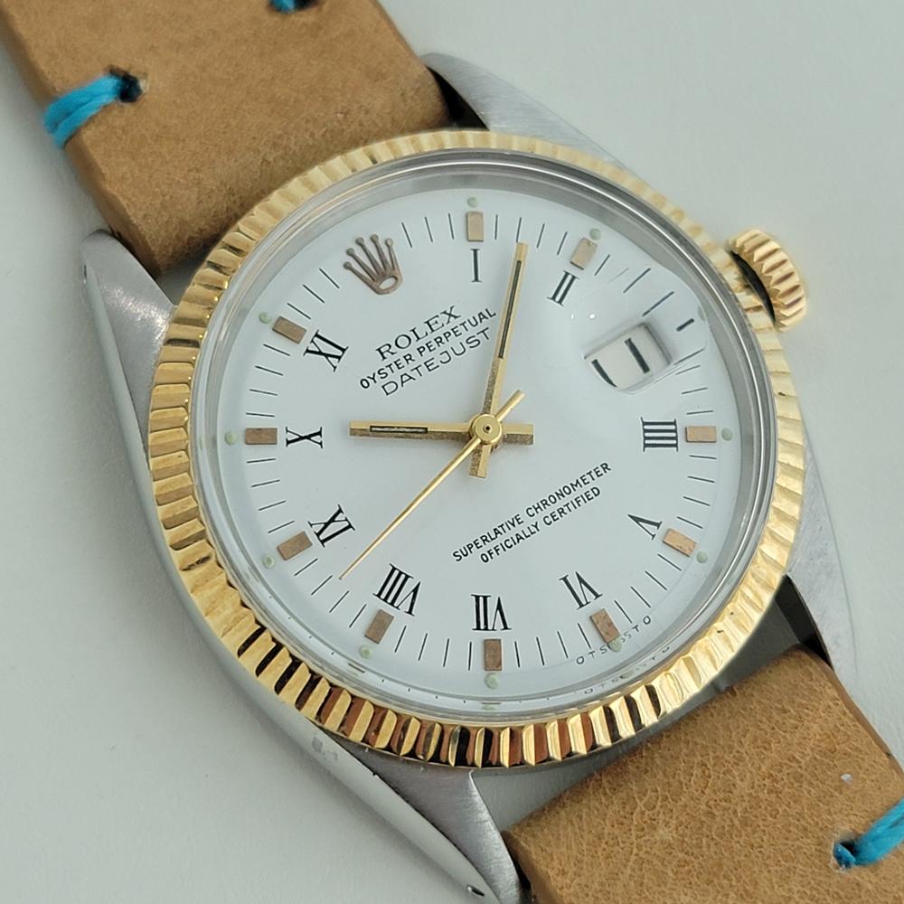 Mens Rolex Oyster Datejust Ref 1600 36mm 14k Gold SS  Automatic 1960s RA169T In Excellent Condition In Beverly Hills, CA