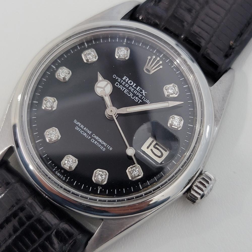 Men's Mens Rolex Oyster Datejust Ref 1600 36mm Automatic Diamond Dial 1960s RA233B