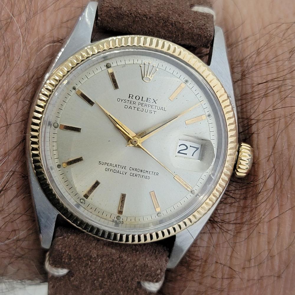 Mens Rolex Oyster Datejust Ref 1601 18k SS Automatic 1960s Vintage RA254B For Sale 6