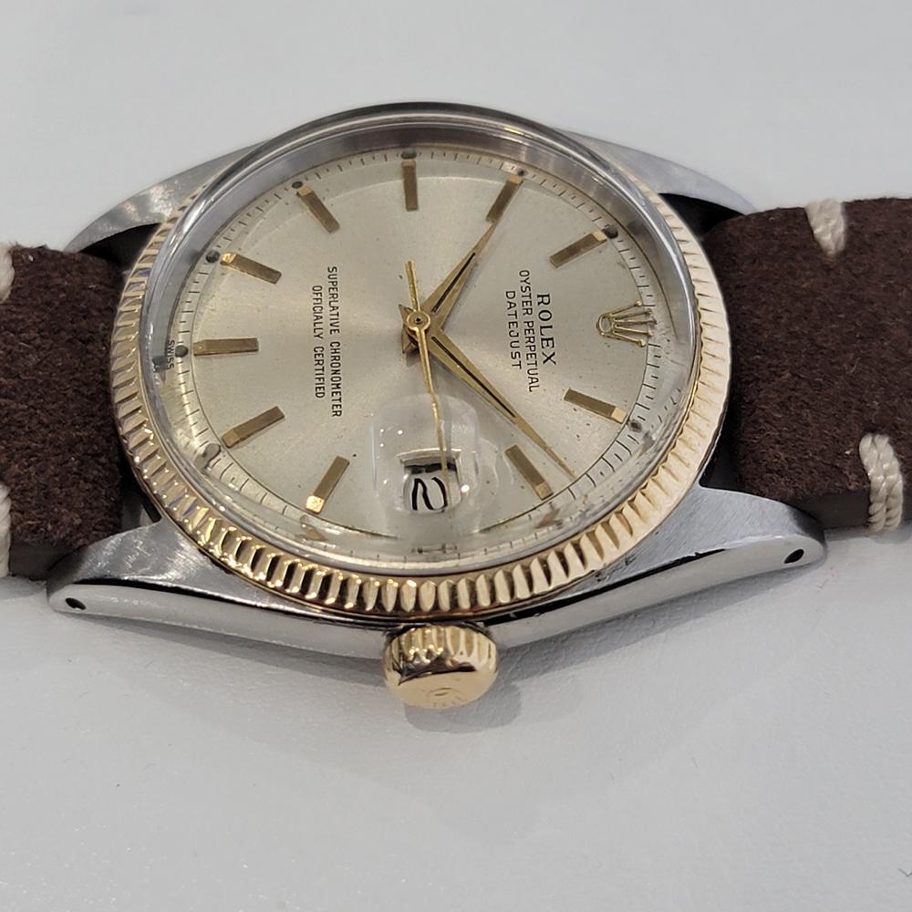 Mens Rolex Oyster Datejust Ref 1601 18k SS Automatic 1960s Vintage RA254B In Excellent Condition For Sale In Beverly Hills, CA