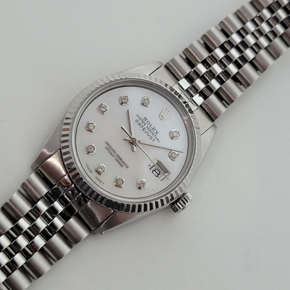 Men's Mens Rolex Oyster Datejust Ref 1601 18k SS Automatic MOP Dial 1970s Swiss RA243 For Sale