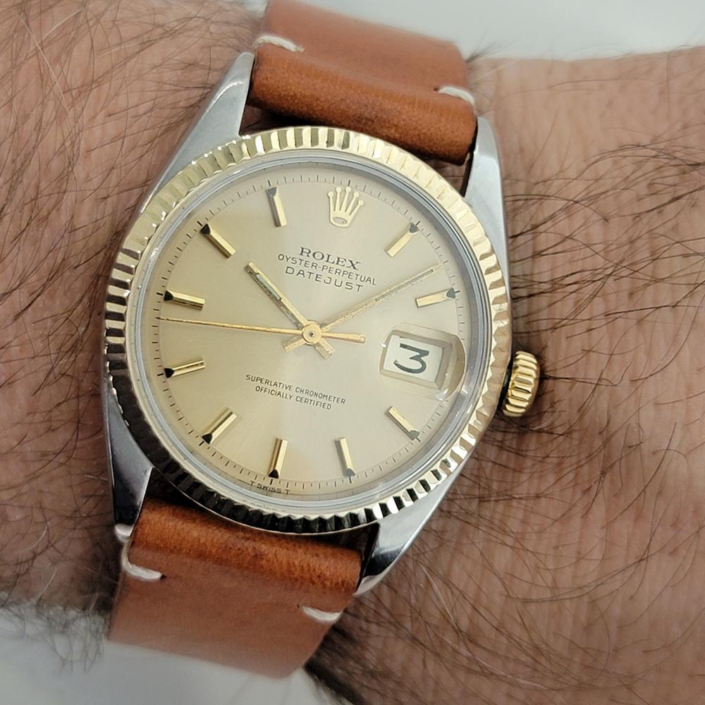 Mens Rolex Oyster Datejust Ref 1601 18k Gold Ss Automatic 1960 Swiss RA318B For Sale 6