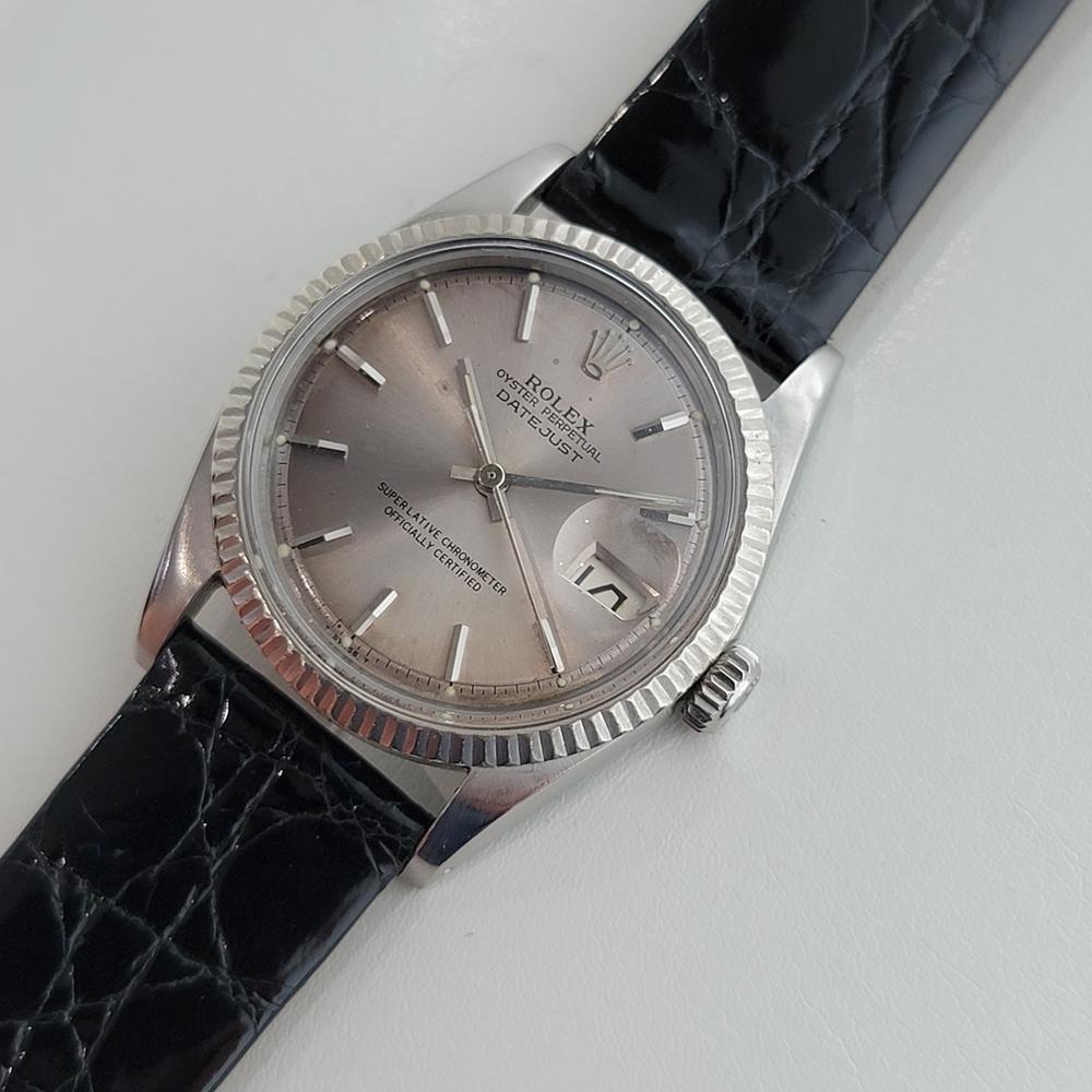 Mens Rolex Oyster Datejust Ref 1601 18k SS Automatic 1960s Vintage RJC200B In Excellent Condition In Beverly Hills, CA