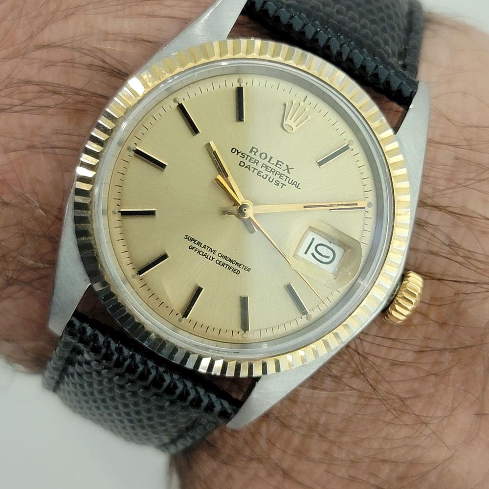 Mens Rolex Oyster Datejust Ref 1601 18k SS Automatic 1970s Vintage RA170B For Sale 6
