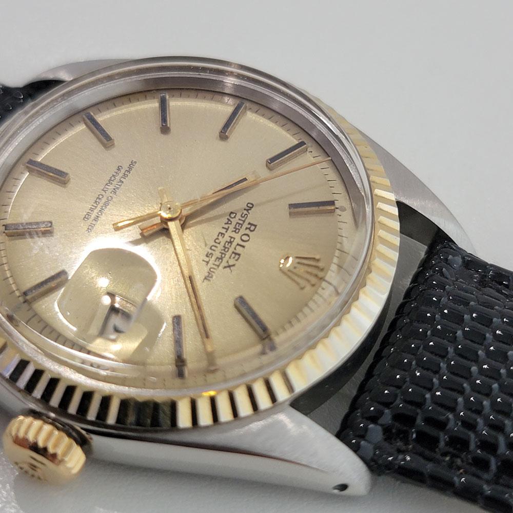 Mens Rolex Oyster Datejust Ref 1601 18k SS Automatic 1970s Vintage RA170B In Excellent Condition For Sale In Beverly Hills, CA