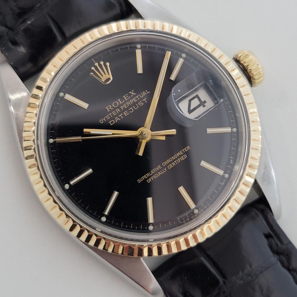 Mens Rolex Oyster Datejust Ref 1601 18k SS Automatic 1970s Vintage RJC172 In Excellent Condition In Beverly Hills, CA