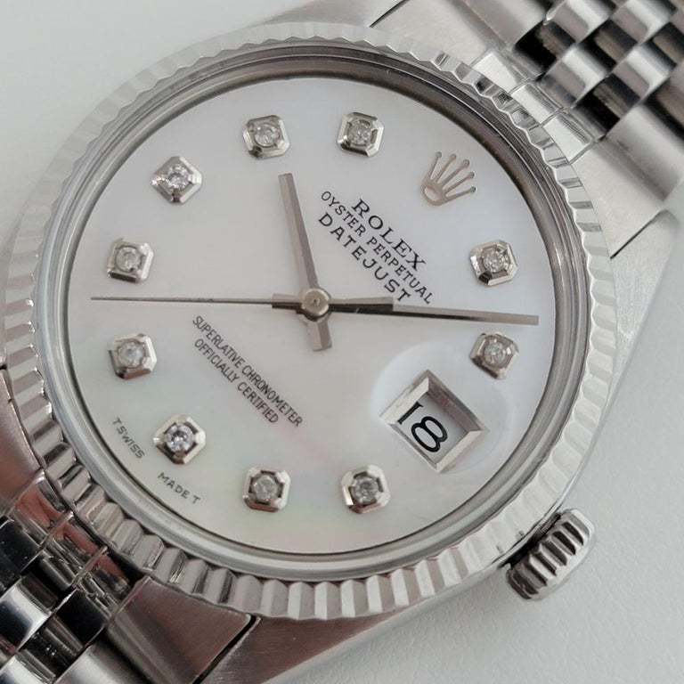 Men's Mens Rolex Oyster Datejust Ref 1601 18k SS Automatic MOP Dial 1970s RA243 For Sale