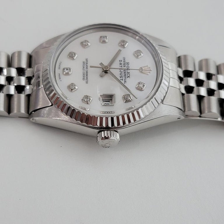Mens Rolex Oyster Datejust Ref 1601 18k SS Automatic MOP Dial 1970s RA243 For Sale 2