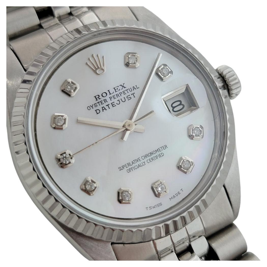 Mens Rolex Oyster Datejust Ref 1601 18k SS Automatic MOP Dial 1970s RA243