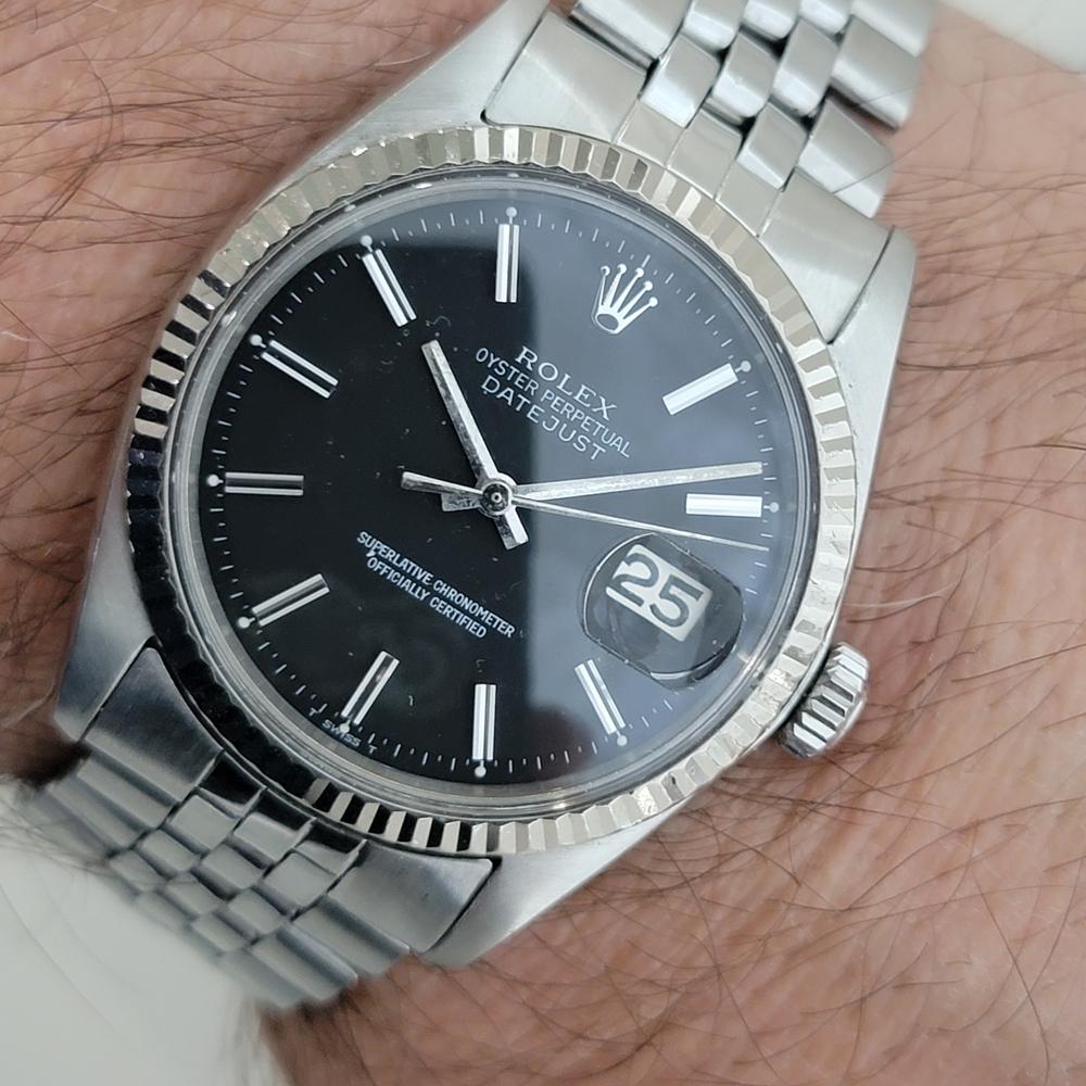 Mens Rolex Oyster Datejust Ref 1601 18k White Gold SS Automatic 1970s RA337 For Sale 6