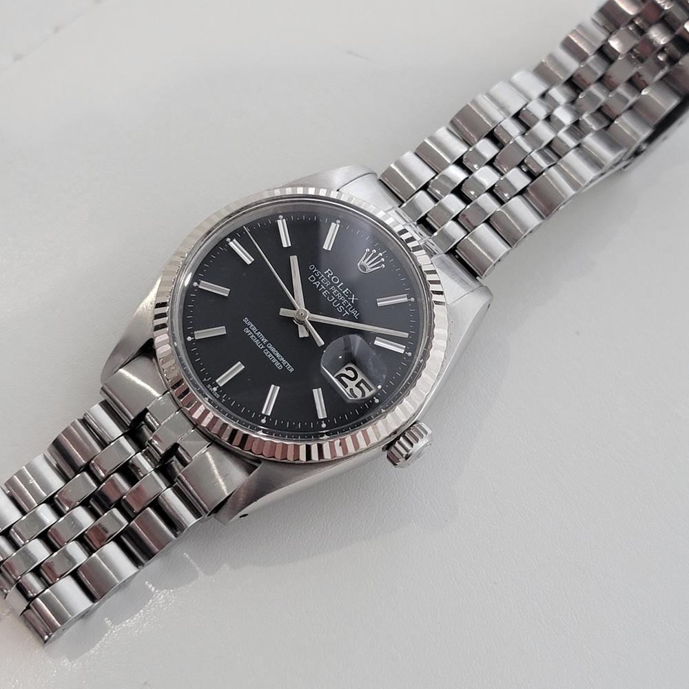 Mens Rolex Oyster Datejust Ref 1601 18k White Gold SS Automatic 1970s RA337 In Excellent Condition For Sale In Beverly Hills, CA