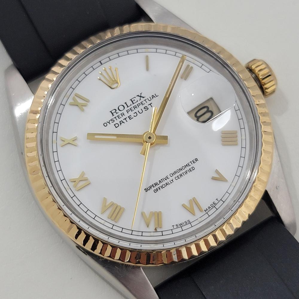 Mens Rolex Oyster Datejust Ref 16013 18k Gold SS 36mm Automatic 1980s NA104 In Excellent Condition In Beverly Hills, CA