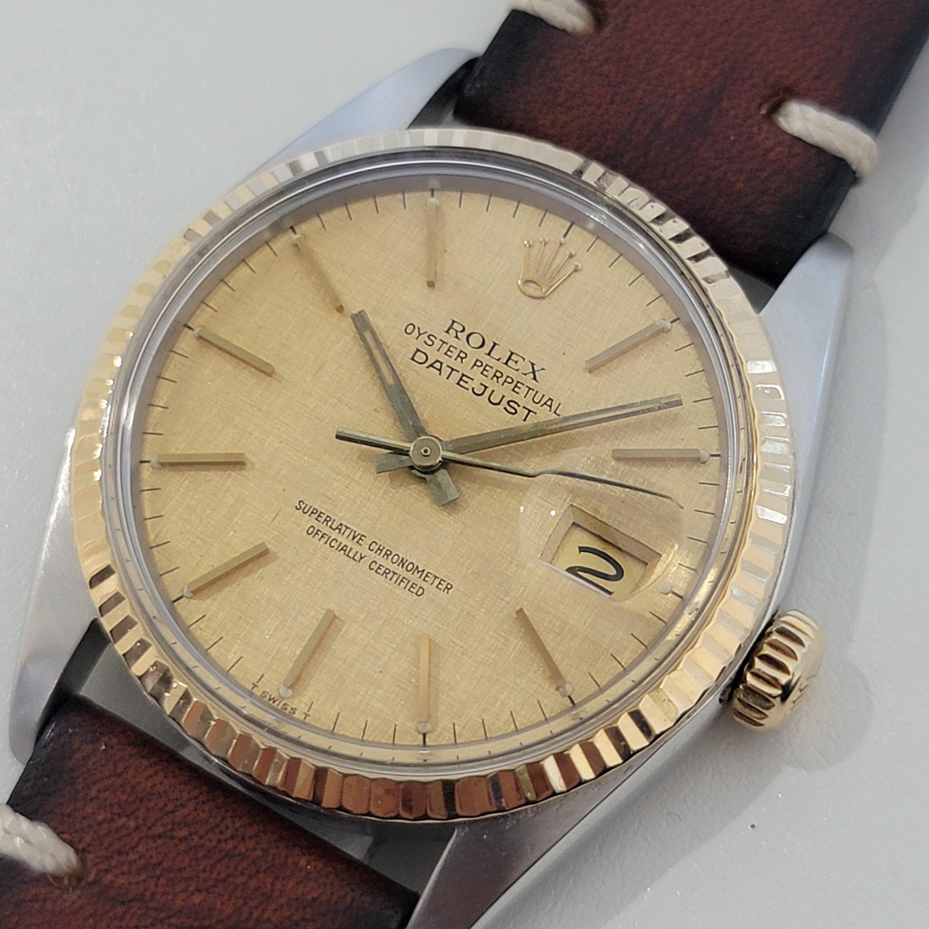 Men's Mens Rolex Oyster Datejust Ref 16013 18k Gold SS 36mm Automatic 1980s NA108 For Sale