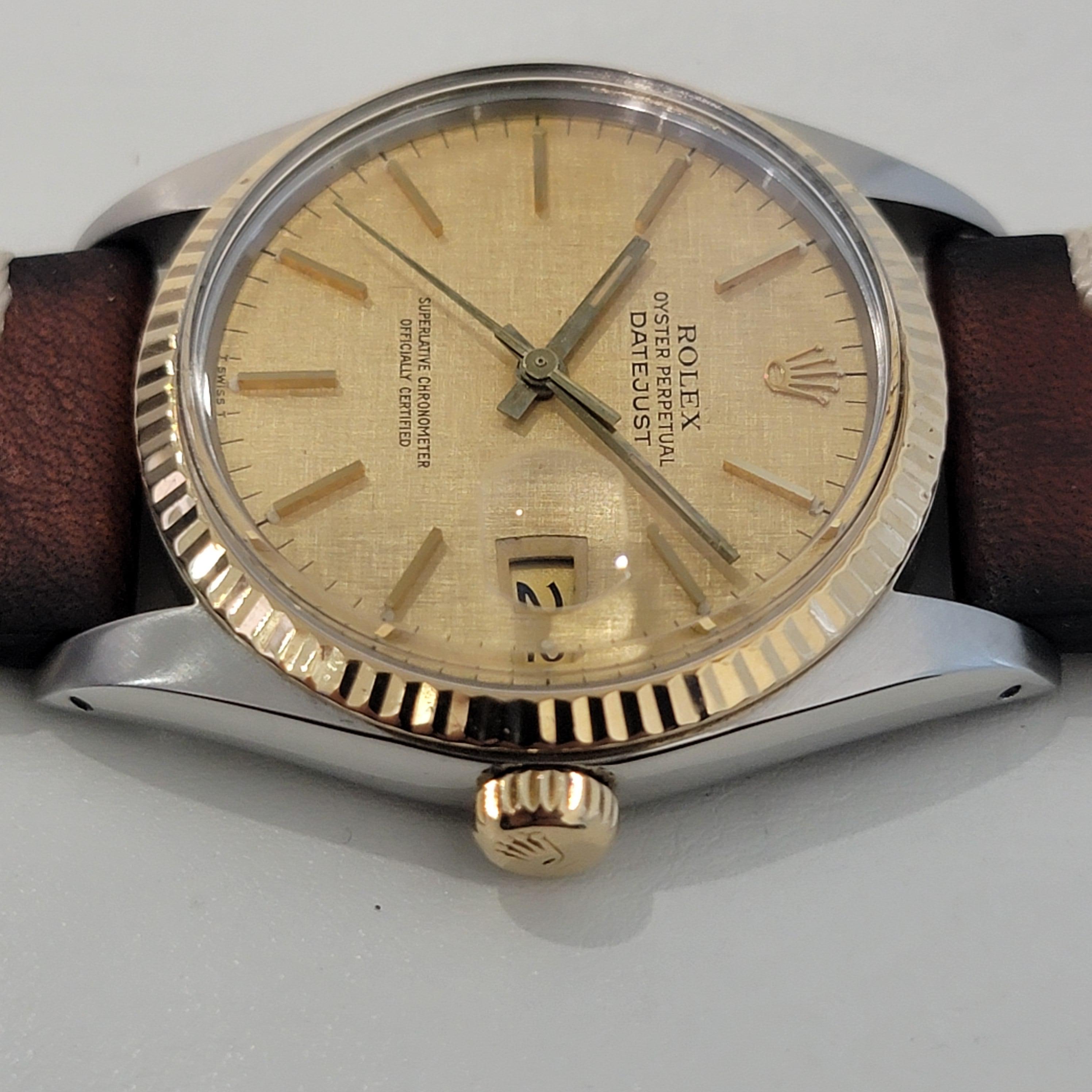 Mens Rolex Oyster Datejust Ref 16013 18k Gold SS 36mm Automatic 1980s NA108 For Sale 1
