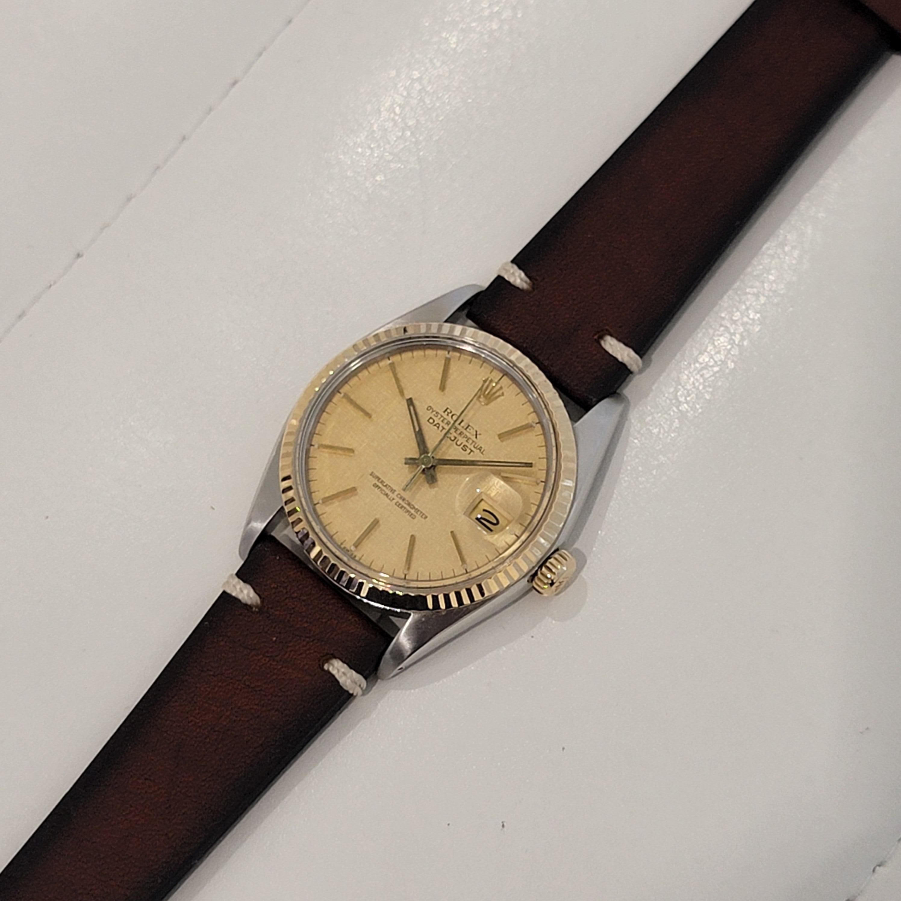 Mens Rolex Oyster Datejust Ref 16013 18k Gold SS 36mm Automatic 1980s NA108 For Sale 3