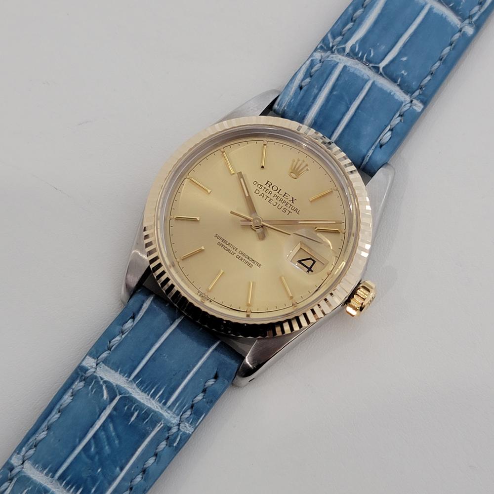Mens Rolex Oyster Datejust Ref 16013 18k SS Automatic 1980s Swiss Vintage RJC184 In Excellent Condition For Sale In Beverly Hills, CA