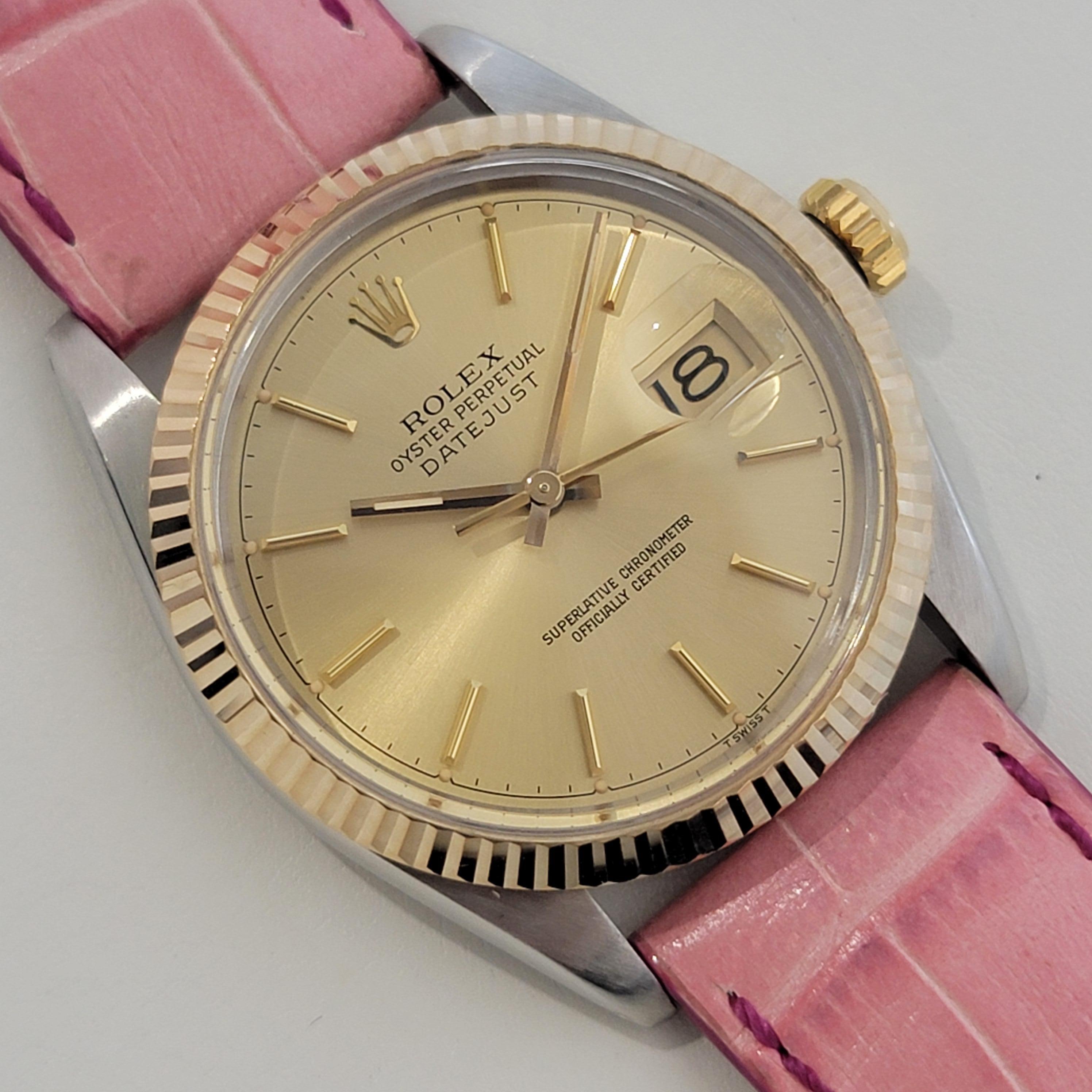 Mens Rolex Oyster Datejust Ref 16013 18k SS Automatic 1980s Vintage RJC184P In Excellent Condition In Beverly Hills, CA
