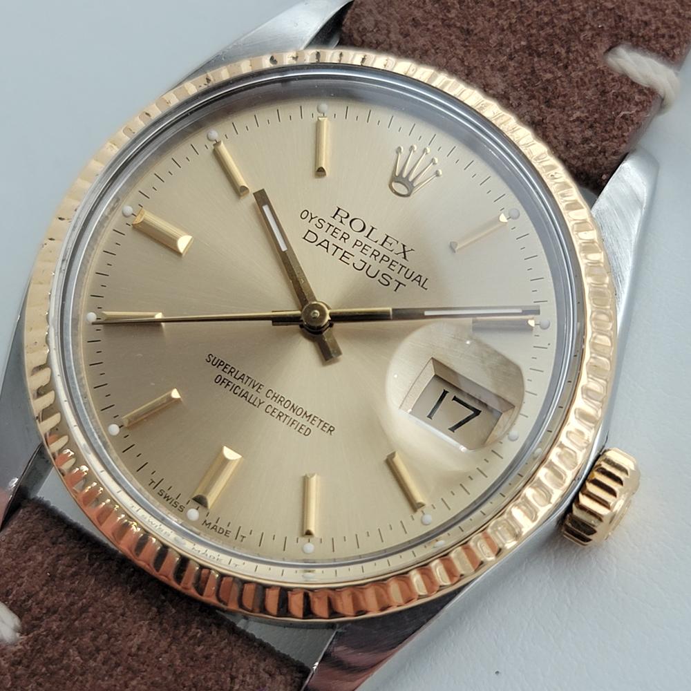 Herren Rolex Oyster Datejust Ref 16013 18k SS Automatik Schweizer 1980er Jahre RJC177 im Zustand „Hervorragend“ im Angebot in Beverly Hills, CA